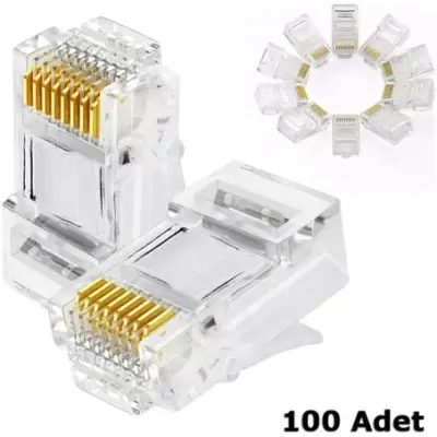 8P/8C Plug (RJ45 Cat5) (100 Adet) - 1