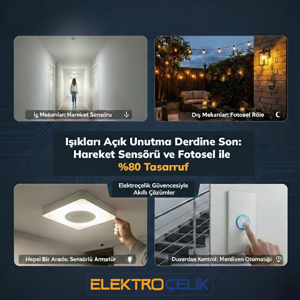 Işıkları Açık Unutma Derdine Son: Hareket Sensörü ve Fotosel ile %80 Tasarruf