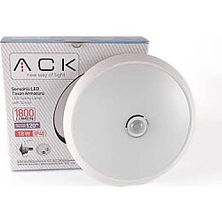 ACK AC18-00130 Sensörlü Led Tavan Armatürü Beyaz 18W Acil Kitli - Ack