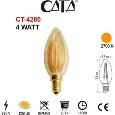 Cata CT-4280 4W E-14 Rustik Ampul Amber - 3