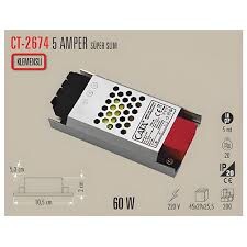 CATA CT-2674 5 AMPER SLİM ŞERİT LED TRAFOSU (60W) Klemensli - 2