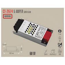 CATA CT-2674 5 AMPER SLİM ŞERİT LED TRAFOSU (60W) Klemensli - 2