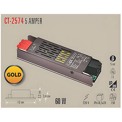 CATA CT-2574 5 AMPER ŞERİT LED TRAFOSU GOLD SERİ - 2
