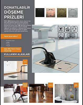 Çetinkaya 70 D 202 Şap Altı Kasa Siyah Döşeme Prizi - 1