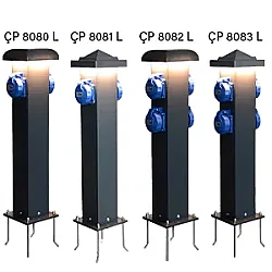 Çetinkaya Pano ÇP 8080L 2 Adet 1x16 Prizli + Aydınlatmalı IP68 Prizli Bahçe Armatürü Alüminyum Gövde Ral7016 80x500x80 - Çetinkaya Pano