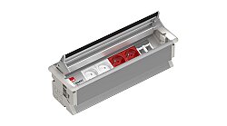 EAE 3404616 SM-IN Gömme Tip Priz Bloğu, 2 Şebeke, 2 UPS, 2 Data, Alüminyum Gövde Eloksal Renk - EAE