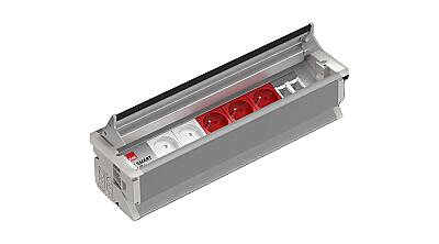 EAE 3404634 SM-IN Gömme Tip Priz Bloğu, 2 Şebeke, 3 UPS, 2 Data, Alüminyum Gövde Eloksal Renk - 1