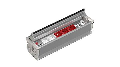 EAE 3404637 SM-IN Gömme Tip Priz Bloğu, 2 Şebeke, 3 UPS, 2 Data + USB Type A+C, Alüminyum Gövde Eloksal Renk - 1
