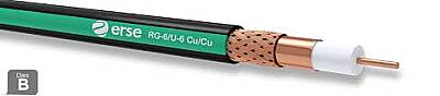 Erse RG6 U6 Cu/Cu Anten Kablosu Siyah Yeşil (Metrajlı) - 1