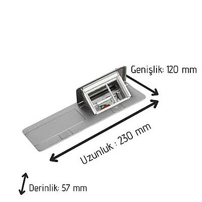 Legrand 054012 POP-UP 6 (2x3) Modül Donatılabilir Masa Veya Döşeme Altı Buat, Mat Alüminyum - 3