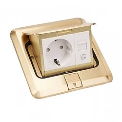 Legrand 054015 POP-UP 3 Modül Donatılabilir Masa Veya Döşeme Altı Buat, Altın Renk - Legrand
