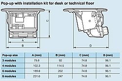 Legrand 054015 POP-UP 3 Modül Donatılabilir Masa Veya Döşeme Altı Buat, Altın Renk - 4