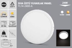 Noas YL14-2400 SIVA ÜSTÜ YUVARLAK PANEL 24W BEYAZ - 3
