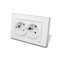 Viko Karre İkili Topraklı Priz- Beyaz (Çerçeve Dahil) KOMPLE - Beyaz 90960056 - 2