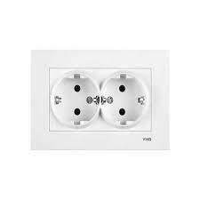 Viko Karre İkili Topraklı Priz- Beyaz (Çerçeve Dahil) KOMPLE - Beyaz 90960056 - 1